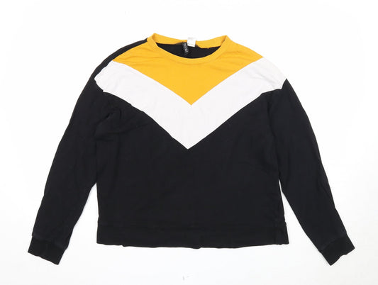 Divided Womens Black Colourblock Cotton Pullover Sweatshirt Size L Pullover