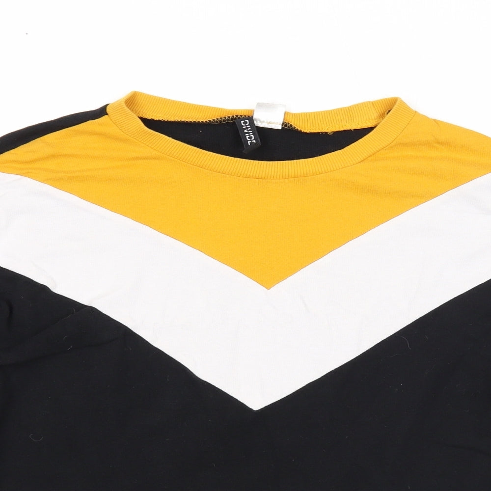 Divided Womens Black Colourblock Cotton Pullover Sweatshirt Size L Pullover