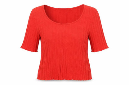 Womens UK Size 12 Topshop Red Basic T-Shirt