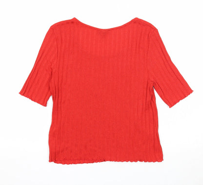 Womens UK Size 12 Topshop Red Basic T-Shirt