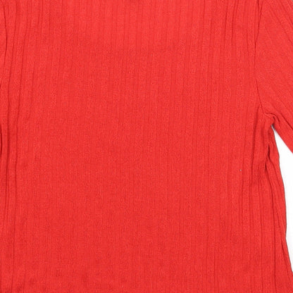 Womens UK Size 12 Topshop Red Basic T-Shirt