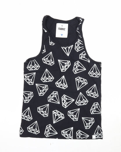 Fabric Womens Blue Geometric Cotton Basic Tank Size XS Round Neck - Diamond Print
