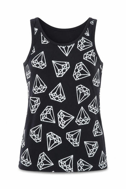 Fabric Womens Blue Geometric Cotton Basic Tank Size XS Round Neck - Diamond Print