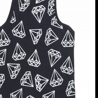 Fabric Womens Blue Geometric Cotton Basic Tank Size XS Round Neck - Diamond Print