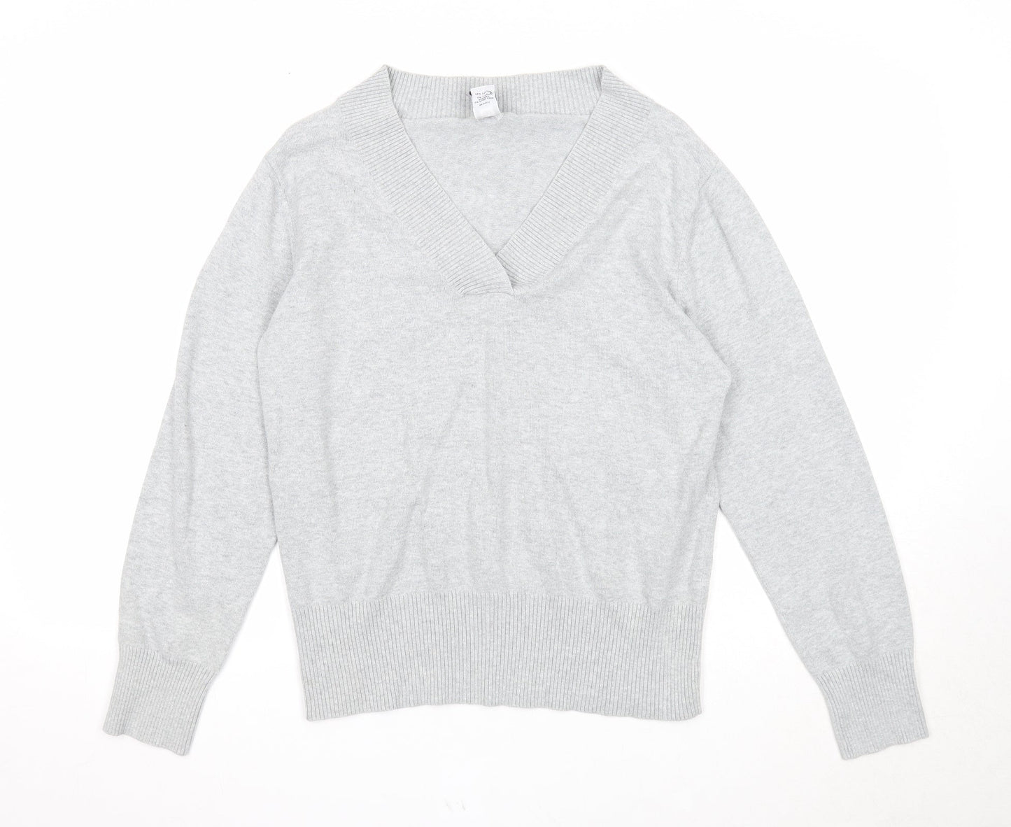 Gap Womens Grey V-Neck Cotton Pullover Jumper Size XL