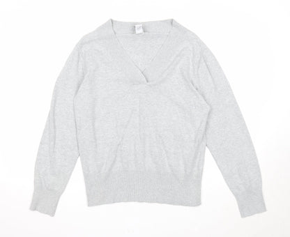 Gap Womens Grey V-Neck Cotton Pullover Jumper Size XL