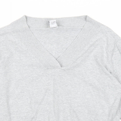 Gap Womens Grey V-Neck Cotton Pullover Jumper Size XL
