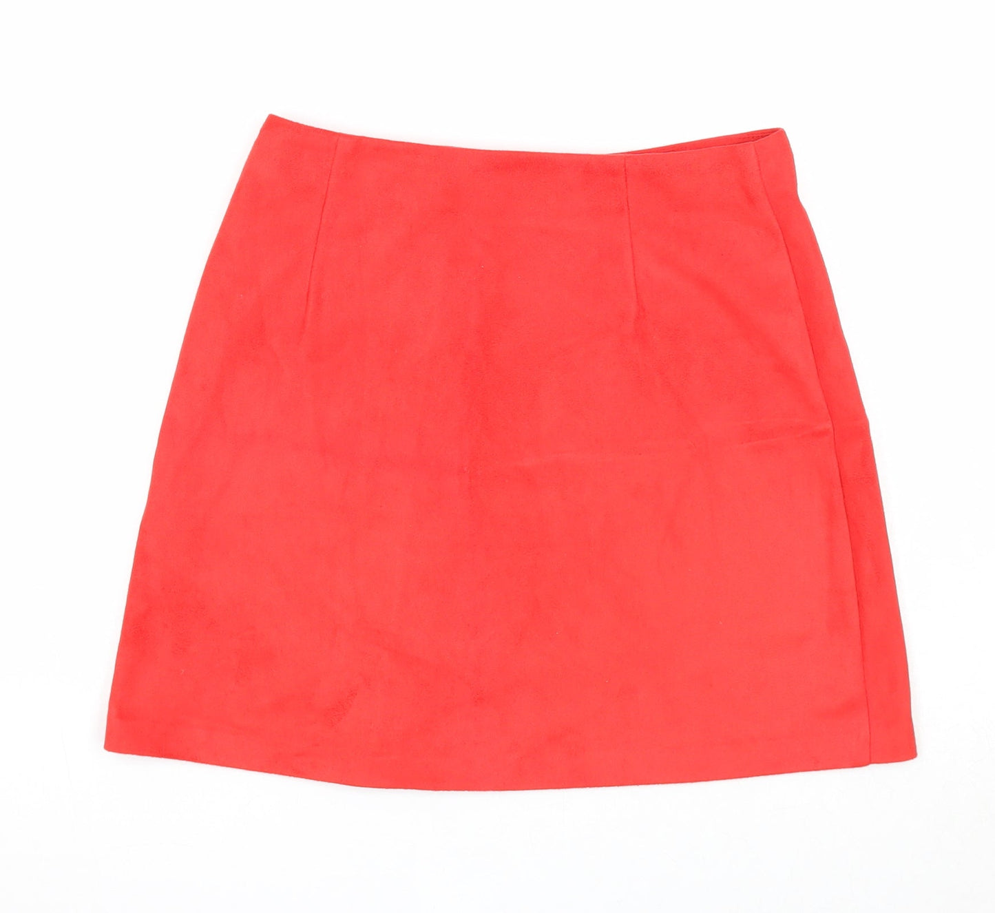 Primark Womens Red Polyester A-Line Skirt Size 8 Button