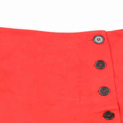 Primark Womens Red Polyester A-Line Skirt Size 8 Button