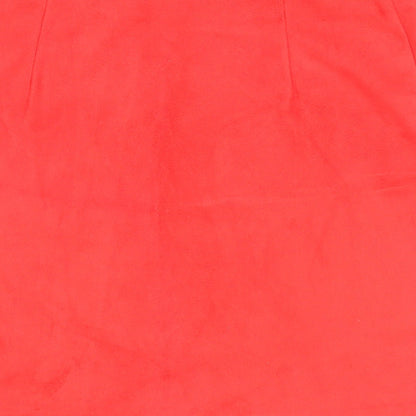 Primark Womens Red Polyester A-Line Skirt Size 8 Button