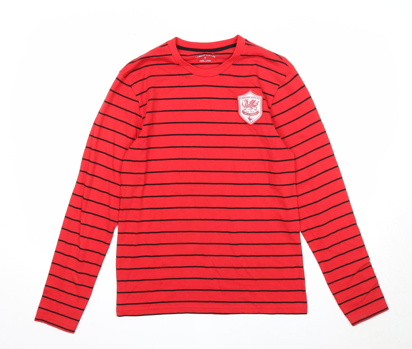 Mens UK Size S Cardiff City FC Red  Button-Up Long Sleeve Casual Shirt