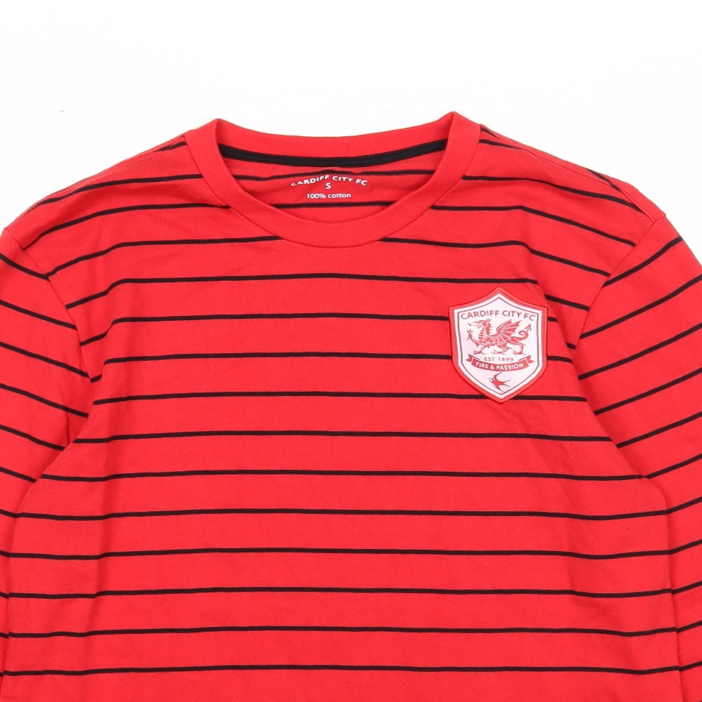 Mens UK Size S Cardiff City FC Red  Button-Up Long Sleeve Casual Shirt