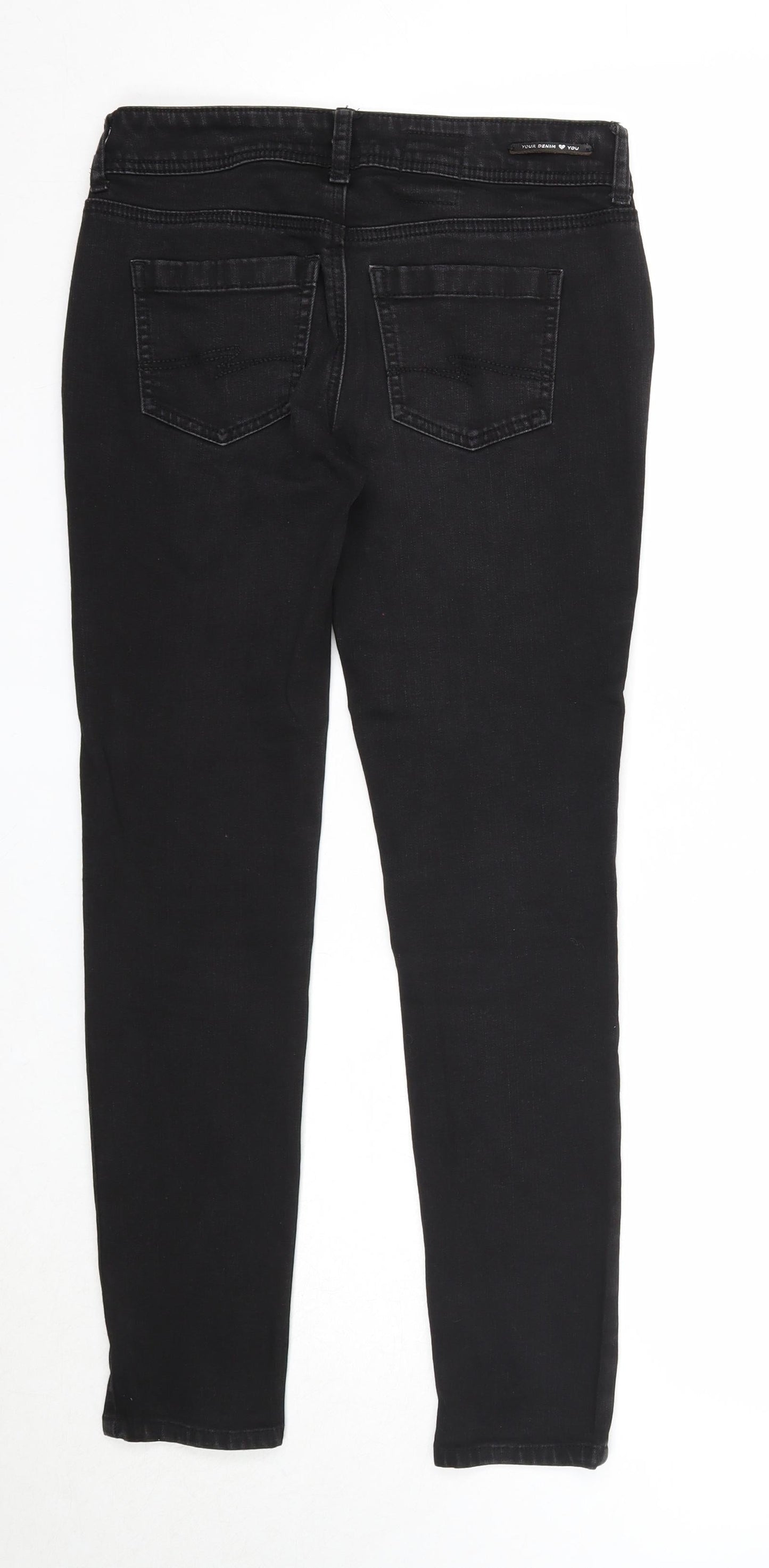 Womens UK Size 25 in Street One Regular Fit Straight Black Jeans
