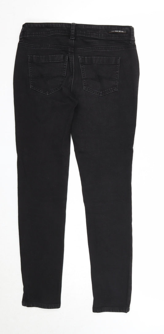 Womens UK Size 25 in Street One Regular Fit Straight Black Jeans