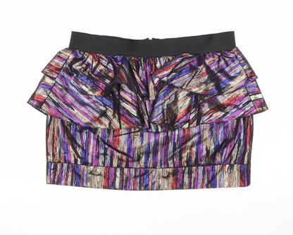 River Island Womens Multicoloured Geometric Polyester Mini Skirt Size 8 Zip