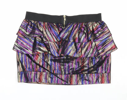 River Island Womens Multicoloured Geometric Polyester Mini Skirt Size 8 Zip