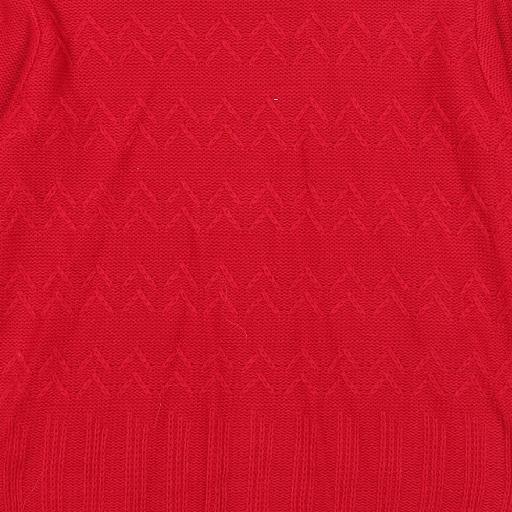 Envy Womens Red Boat Neck Acrylic Pullover Jumper Size S