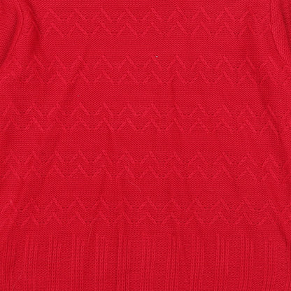 Envy Womens Red Boat Neck Acrylic Pullover Jumper Size S