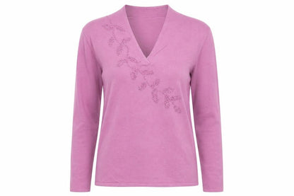 Victoria Layne Womens Purple V-Neck Viscose Pullover Jumper Size 12