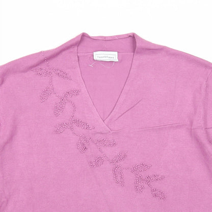 Victoria Layne Womens Purple V-Neck Viscose Pullover Jumper Size 12