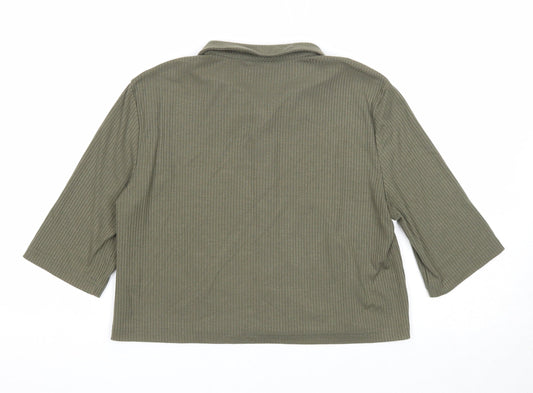 Noisy may Womens Green Polyester Basic Button-Up Size S Collared