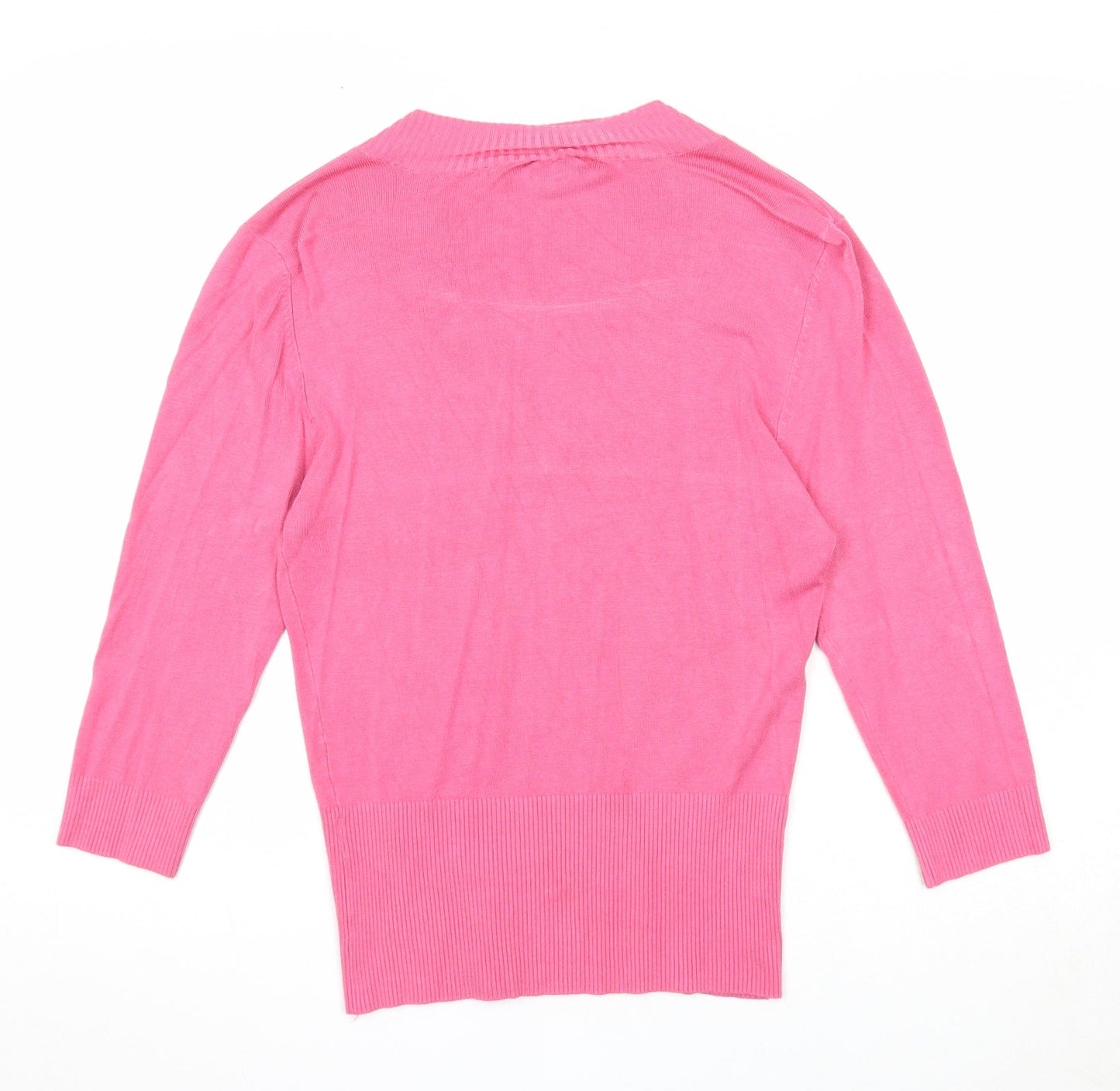 Mix in Womens Pink V-Neck Viscose Pullover Jumper Size M