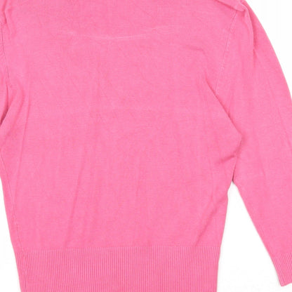 Mix in Womens Pink V-Neck Viscose Pullover Jumper Size M