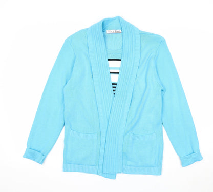 Womens UK Size 6 Pure & Natural Blue Cardigan Jumper