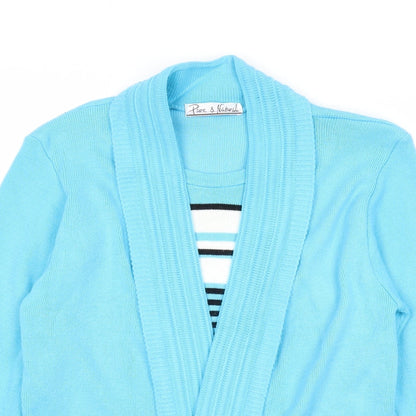 Womens UK Size 6 Pure & Natural Blue Cardigan Jumper