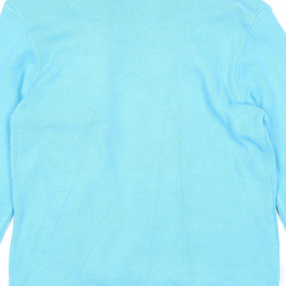 Womens UK Size 6 Pure & Natural Blue Cardigan Jumper