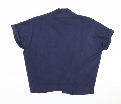 Womens UK Size 8 Papaya Blue Cardigan Jumper