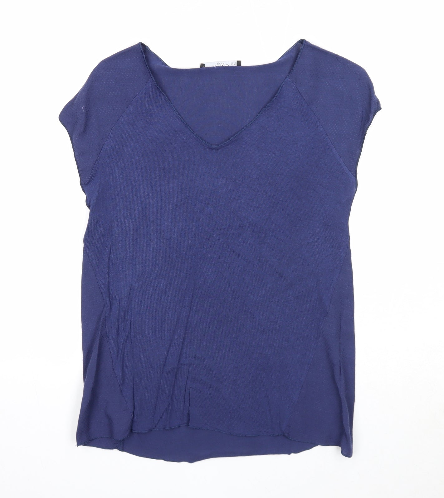 Womens UK Size XS Mango Blue Basic T-Shirt
