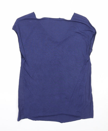 Womens UK Size XS Mango Blue Basic T-Shirt