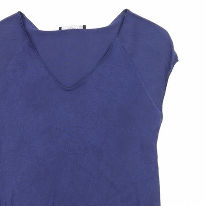 Womens UK Size XS Mango Blue Basic T-Shirt