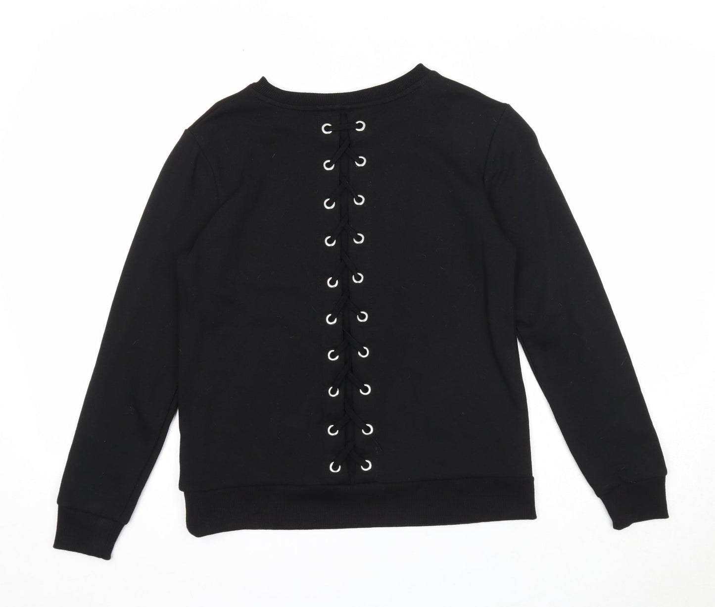 Peacocks Womens Black Polyester Pullover Sweatshirt Size 8 Pullover