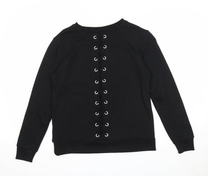Peacocks Womens Black Polyester Pullover Sweatshirt Size 8 Pullover