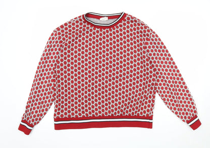 H&M Womens Red Geometric Polyester Pullover Sweatshirt Size S Pullover