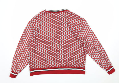 H&M Womens Red Geometric Polyester Pullover Sweatshirt Size S Pullover
