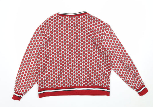 H&M Womens Red Geometric Polyester Pullover Sweatshirt Size S Pullover
