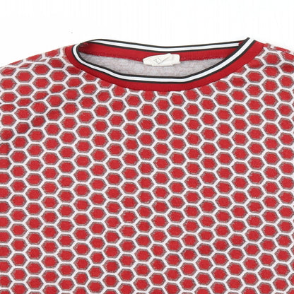 H&M Womens Red Geometric Polyester Pullover Sweatshirt Size S Pullover