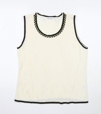 Nightingales Womens Beige Acrylic Basic Blouse Size 16 Round Neck