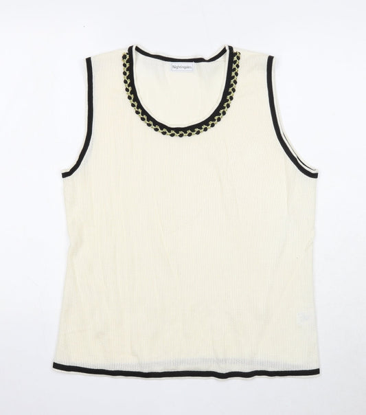 Nightingales Womens Beige Acrylic Basic Blouse Size 16 Round Neck