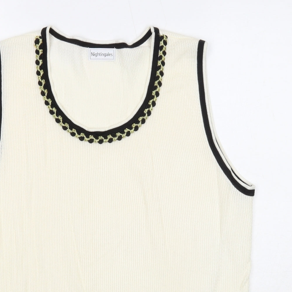 Nightingales Womens Beige Acrylic Basic Blouse Size 16 Round Neck