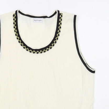 Nightingales Womens Beige Acrylic Basic Blouse Size 16 Round Neck