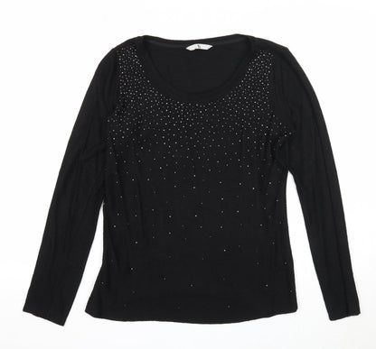 TU Womens Black Scoop Neck Viscose Pullover Jumper Size 8