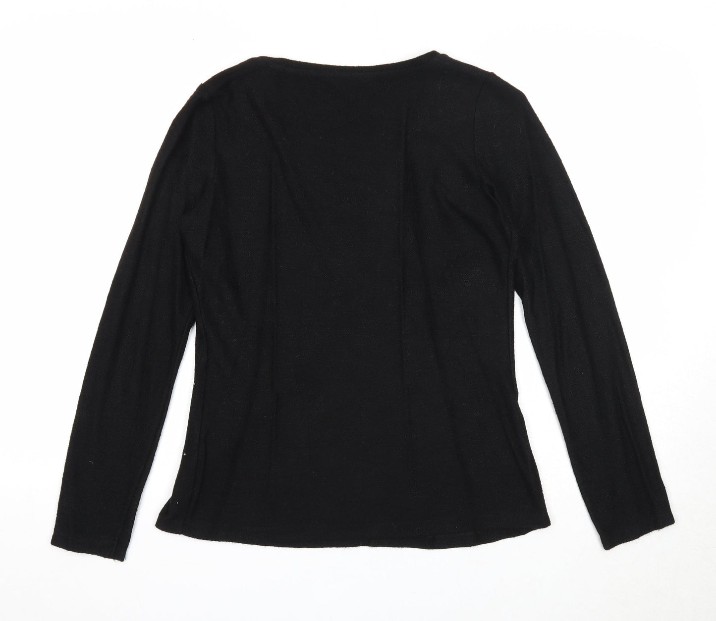 TU Womens Black Scoop Neck Viscose Pullover Jumper Size 8