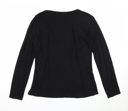 TU Womens Black Scoop Neck Viscose Pullover Jumper Size 8
