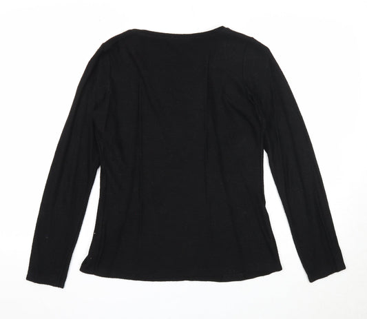 TU Womens Black Scoop Neck Viscose Pullover Jumper Size 8