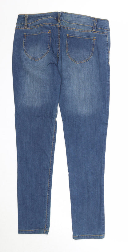 Janina Womens Blue Cotton Skinny Jeans Size 8 Regular Zip