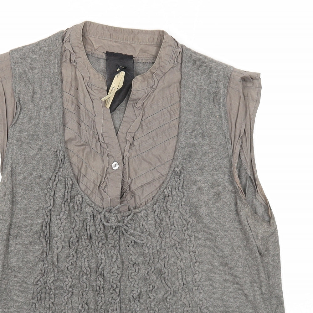 Womens UK Size 10 NEXT Green Basic Button-Up